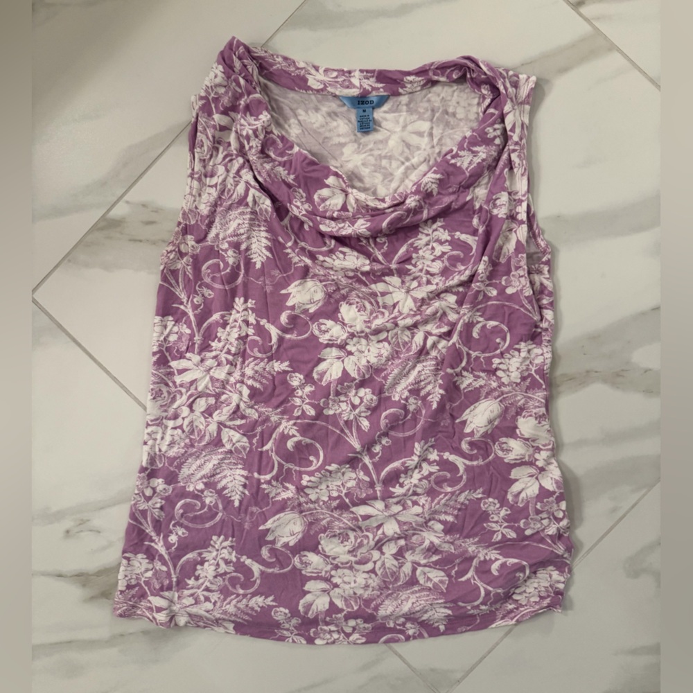 Izod Lavender Floral Cowl Neck Sleeveless Camisole